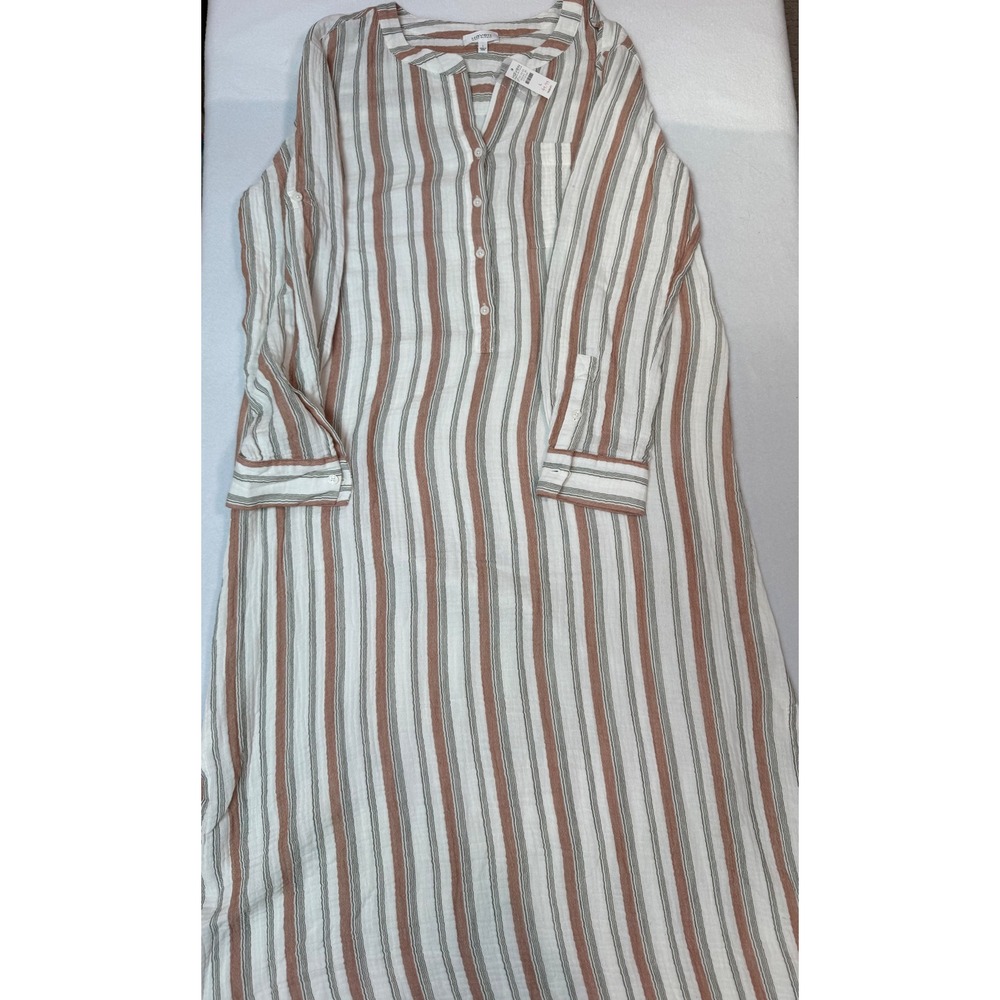 Haven Well Within Organic Cotton Gauze Striped Midi Dress Large NWT 57737591